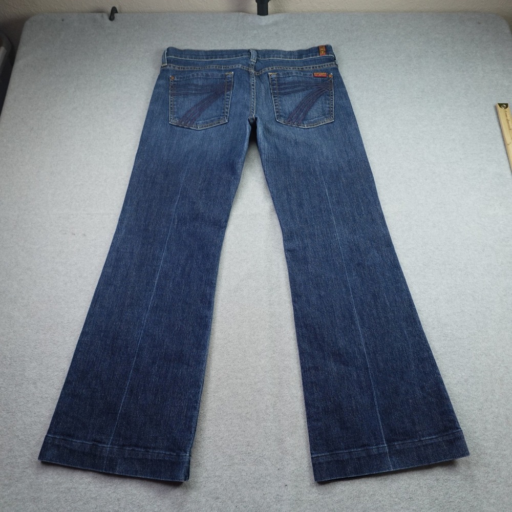 7 For All Mankind Jeans Womens 31 Blue Dojo Flare Low Rise Trouser USA